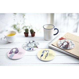 Dorothy陶瓷吸水杯墊全套組合─花草X粉紅X藍X黃(四合一)