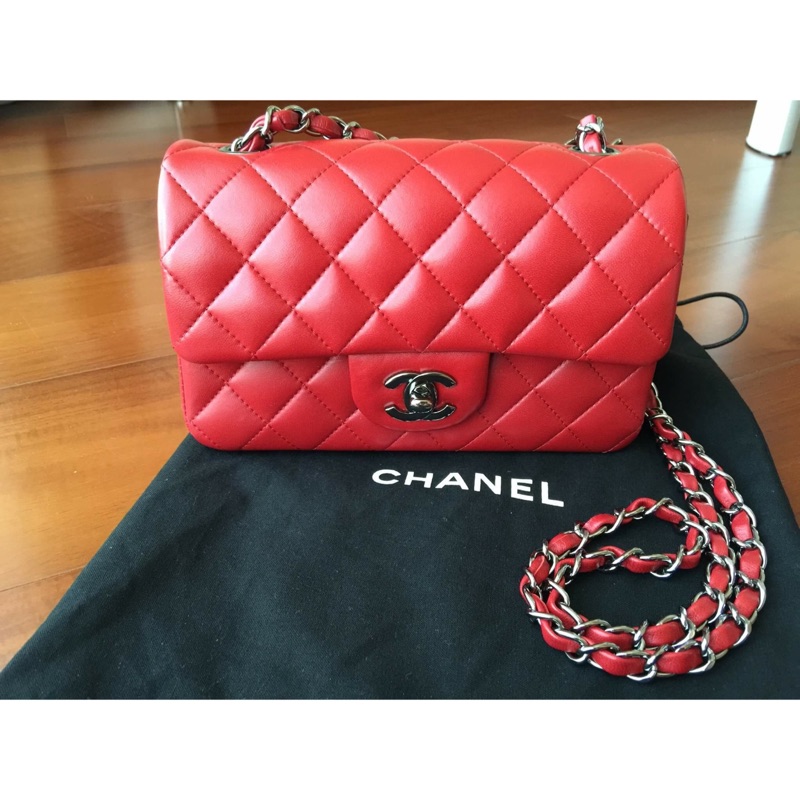 Chanel mini coco 20 cm,全新割愛 紅色羊皮