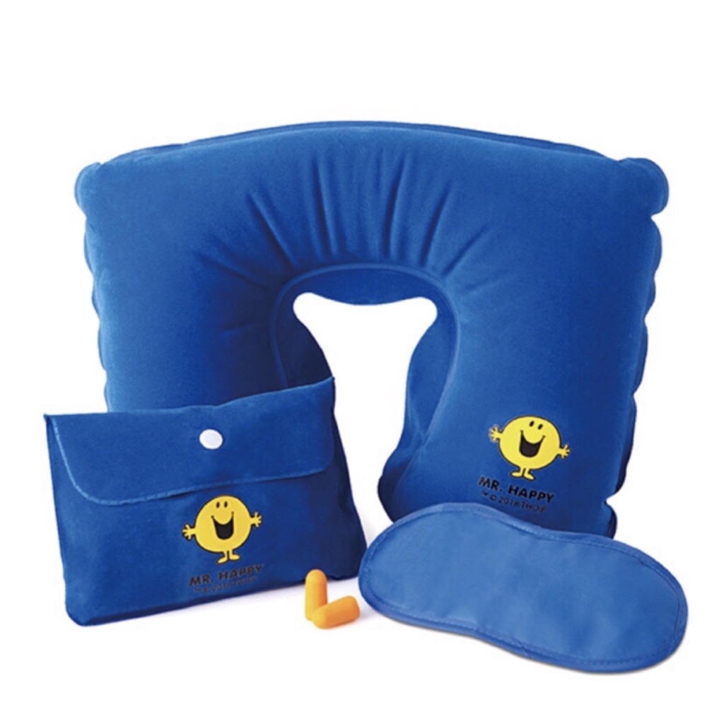MR.MEN and LITTLE MISS 旅遊四件組 耳塞 眼罩 充氣旅行枕