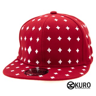 KURO-SHOP潮流新風格 紅色 方塊圖案 電繡 棒球帽 板帽