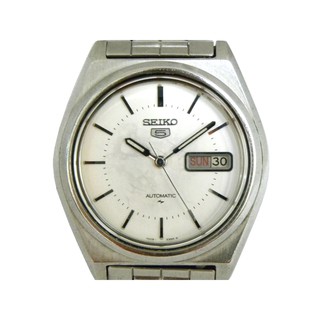 [專業模型] 機械錶 [SEIKO 703474] 精工5號自動錶[17石][銀白面+星+日期]時尚/軍/中性/軍錶