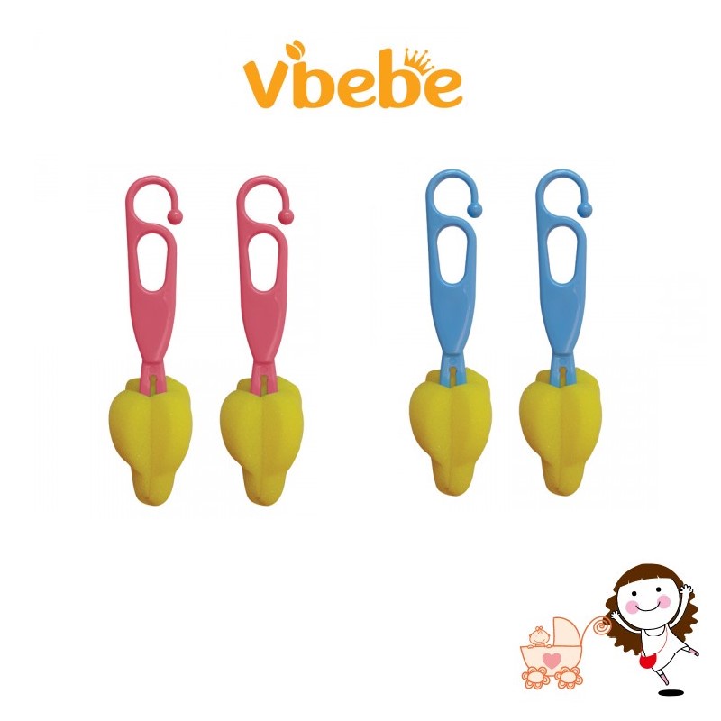 【Vibebe】海綿奶嘴刷2入(粉/藍)｜寶貝俏媽咪