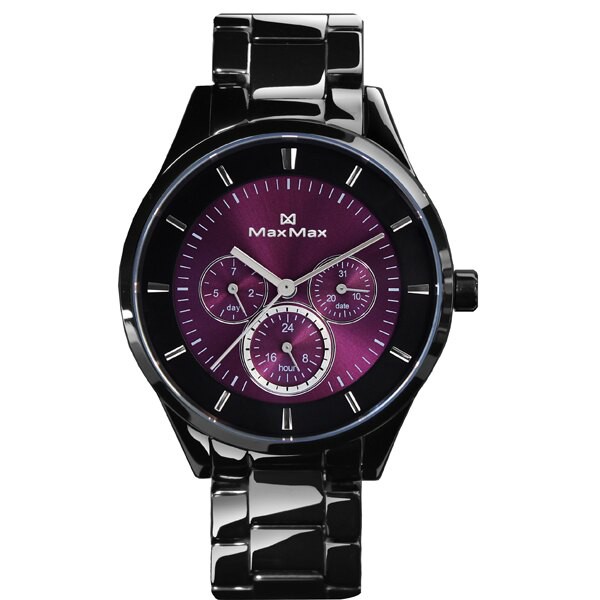 Max Max MAS70063J-1 時尚陶瓷腕表 - 黑紫 40mm