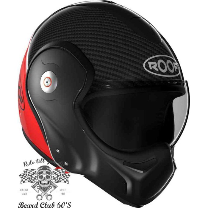 ♛大鬍子俱樂部♛ ROOF ® Boxxer Carbon 法國 復古 碳纖維 街車 多功能 掀蓋 全罩 安全帽 黑/紅