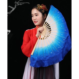🌹手舞足蹈舞蹈用品🌹寶藍色正染真絲短飄扇/秧歌扇/舞蹈扇/每支$180元