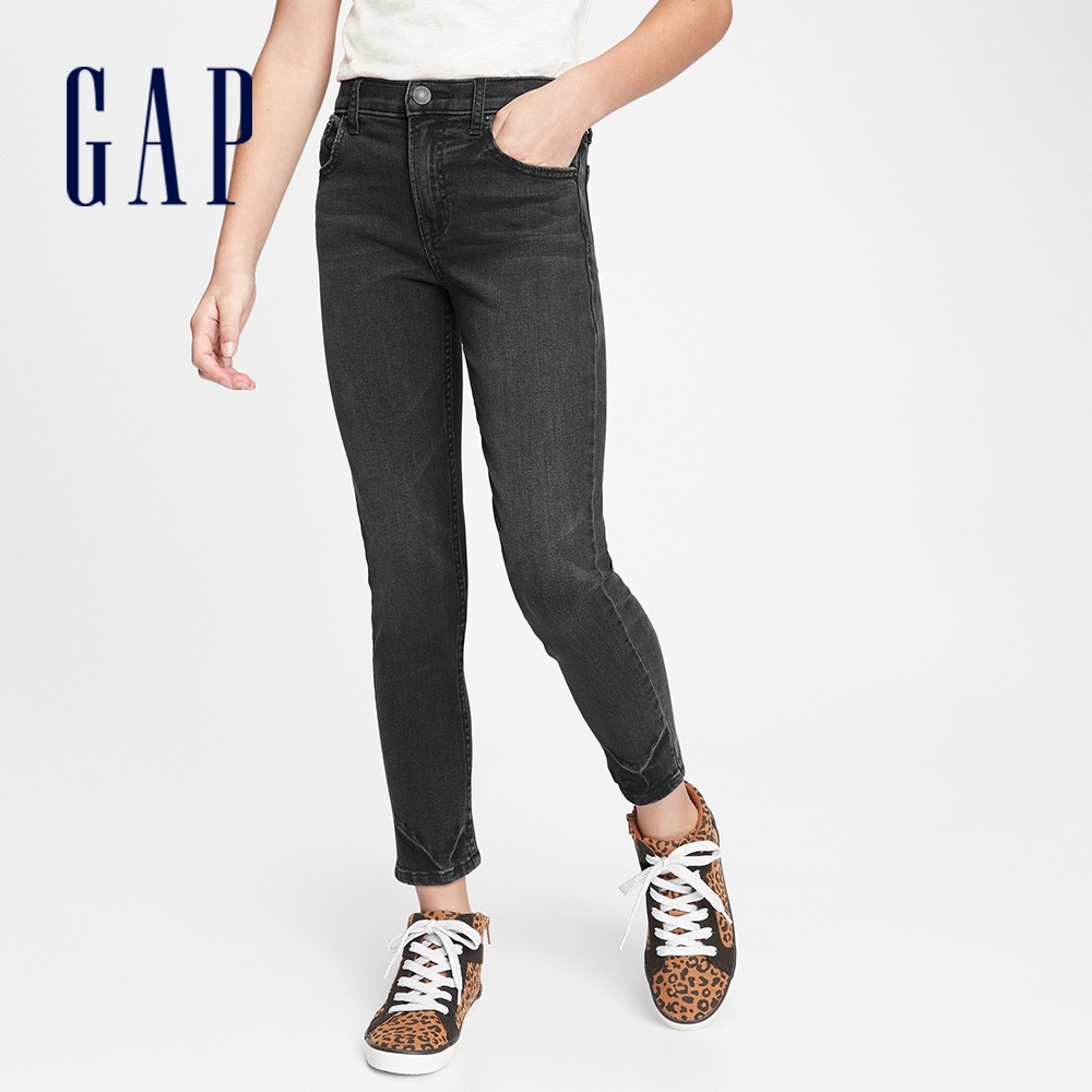 Gap 女童裝 做舊修身牛仔褲-黑色(600576)