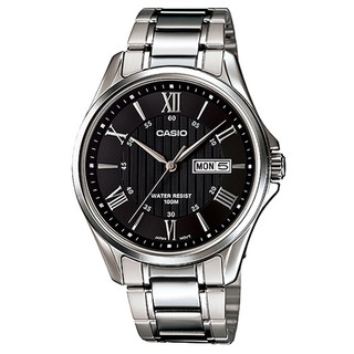 【CASIO】專業時尚羅馬紳士腕錶-羅馬黑面(MTP-1384D-1A)正版宏崑公司貨