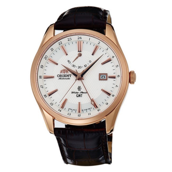 ORIENT東方錶 雙時區藍寶石機械錶 皮帶款 玫瑰金 SDJ05001W
