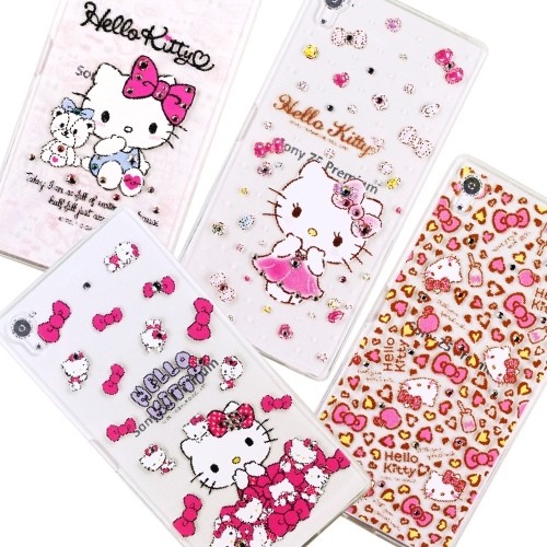 【Hello Kitty】Sony Xperia Z5 Premium (5.5吋) 彩鑽透明保護軟套