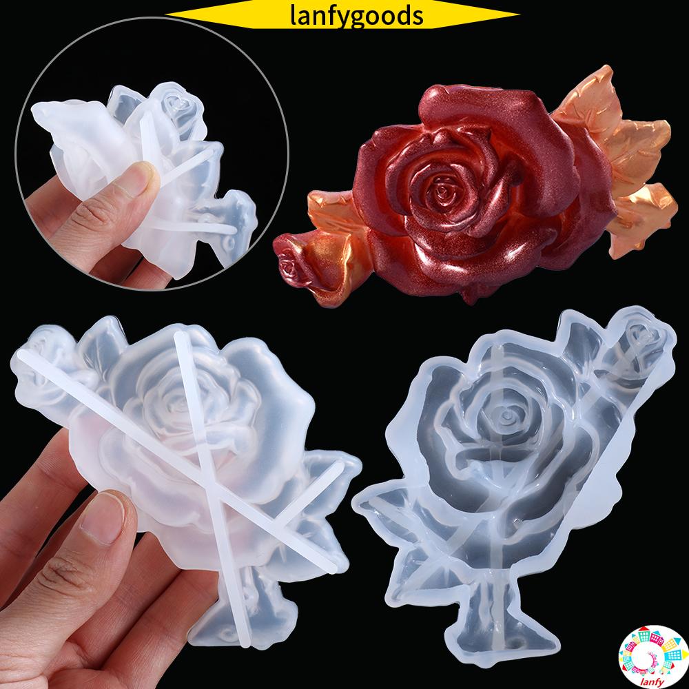 Lanfy 手工開關裝飾模具diy 工藝品玫瑰花朵樹脂模具uv 環氧家庭裝飾餐桌裝飾粘土工具矽膠模具 蝦皮購物
