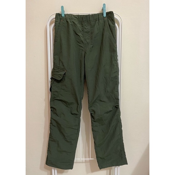 UNIQLO KIDS M號 軍綠色 兒童保暖輕便褲 內刷毛 彈性工作褲 長度約80cm