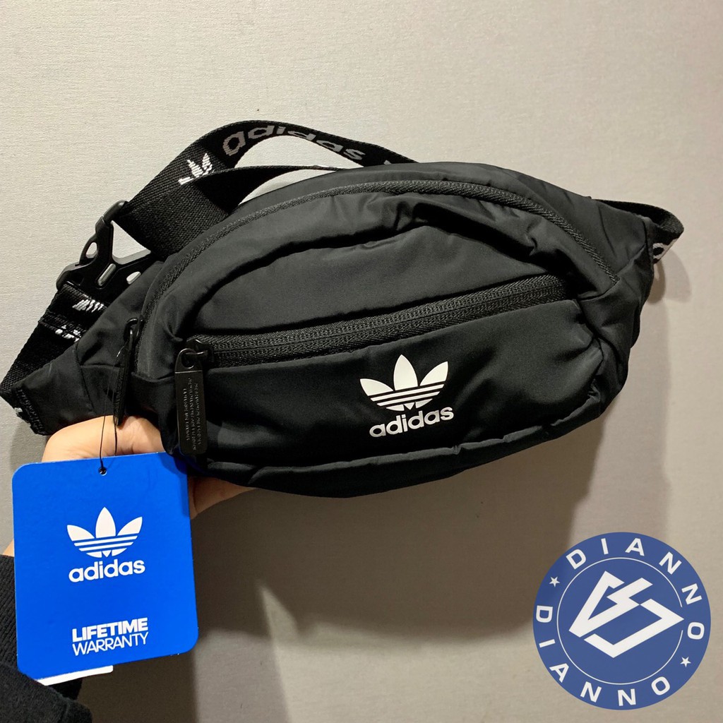 帝安諾- Adidas Originals 腰包  三葉草 國外限定款 黑 三葉草 側背包 黑白 男女CK6590