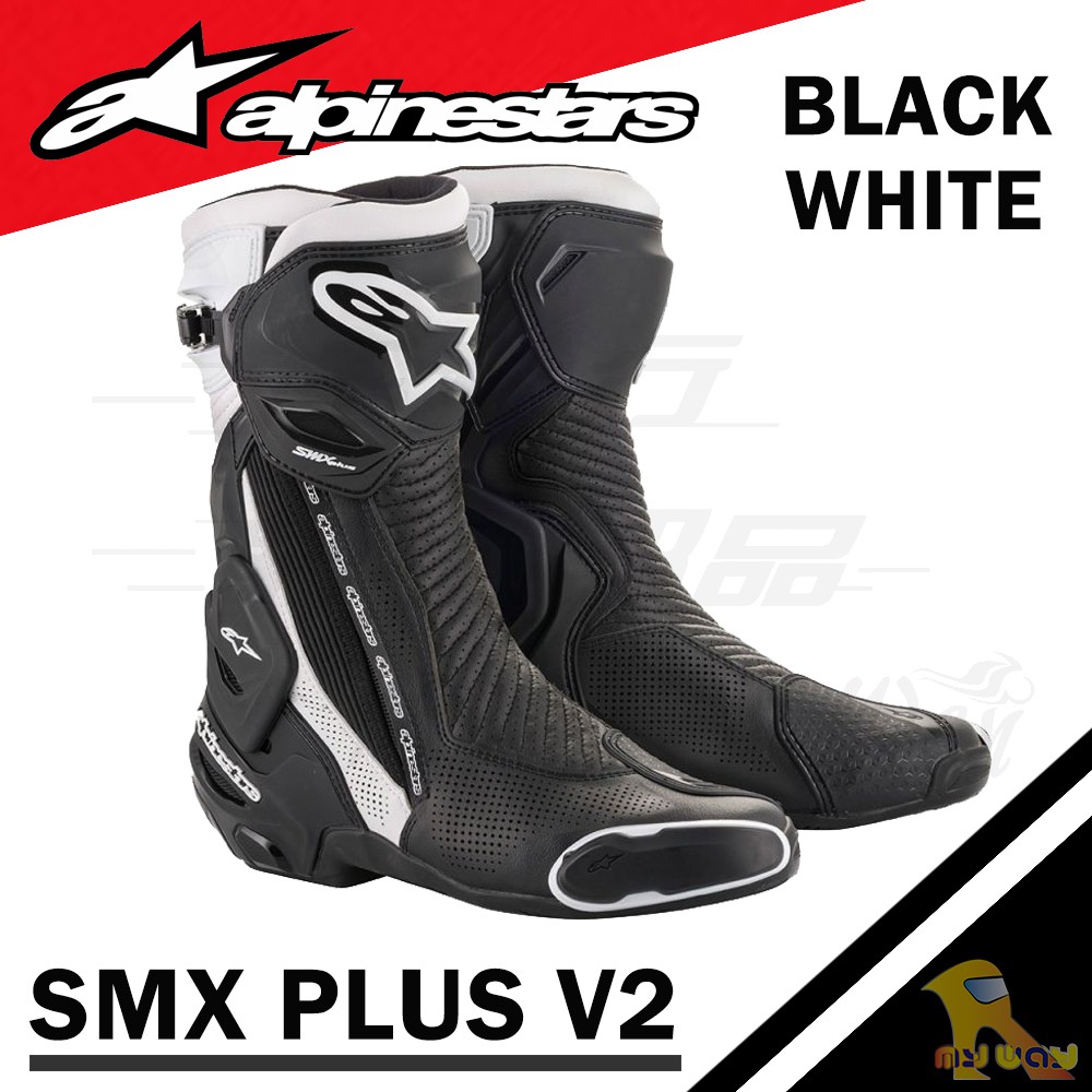 任我行騎士部品 Alpinestars Smx-plus smx plus V2 賽車靴 長筒 防摔 車靴 黑白