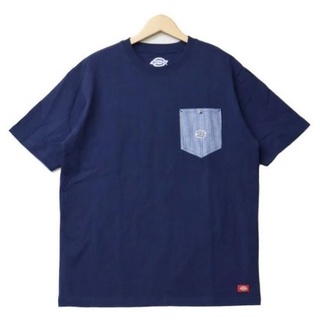 【DICKIES】日本限定 2278-1432-67 橢圓標誌 拼接口袋 短T (深藍色) 化學原宿
