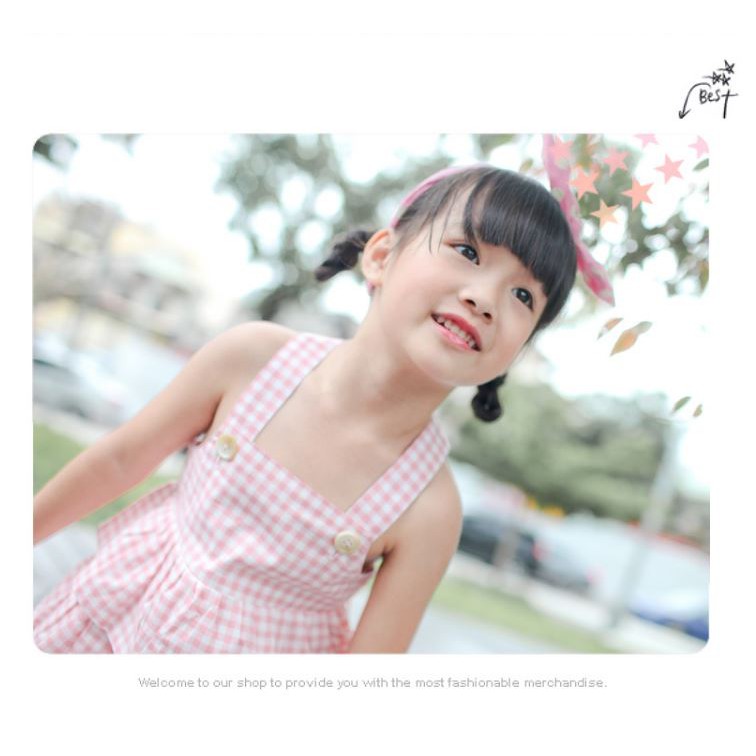 時尚質感桃粉橘格紋蛋糕裙吊帶無袖洋裝  台灣製造 nafee精品童裝 夏裝