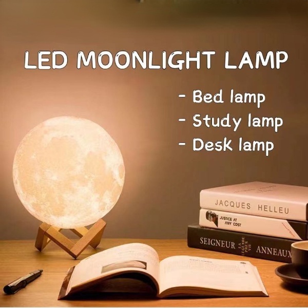 3d LED 月球設計夜燈檯燈適用於女孩臥室學習生日禮物床頭燈檯燈