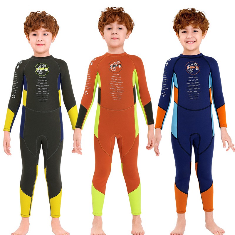 《旅遊生活》Dive&amp;Sail 2.5mm兒童長袖連身防寒衣(變色龍) 水母衣 防曬衣 濕式 潛水衣 衝浪衣服 連身泳衣