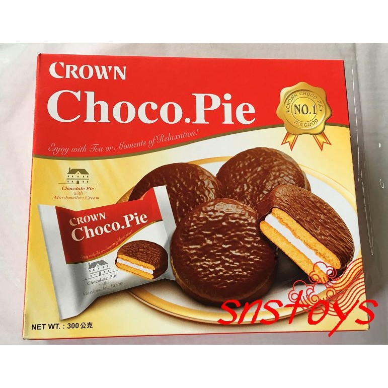sns 古早味 進口食品 餅乾 CROWN達人巧克力派 巧克力派 巧克力夾心餅 300g 產地 韓國