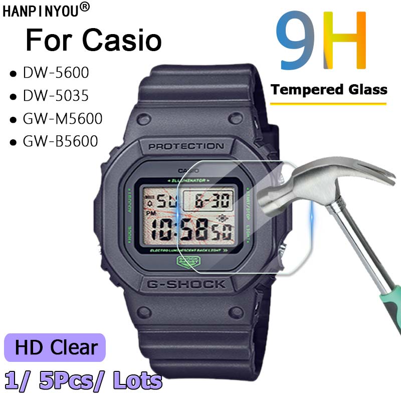 適用於卡西歐 DW-5600 DW-5035 GW-B5600 智能手錶超清/防紫光 2.5D 鋼化玻璃貼膜屏幕保護罩