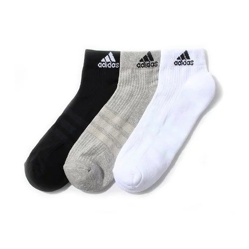 ADIDAS 3-STRIPES SOCKS 黑灰白 棉質 三雙一組 短襪 男女 運動襪 AA2287【高冠國際】