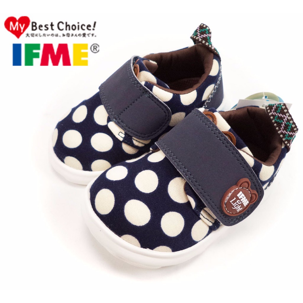 日本IFME-藍底點點 寶寶童鞋 輕量學步鞋