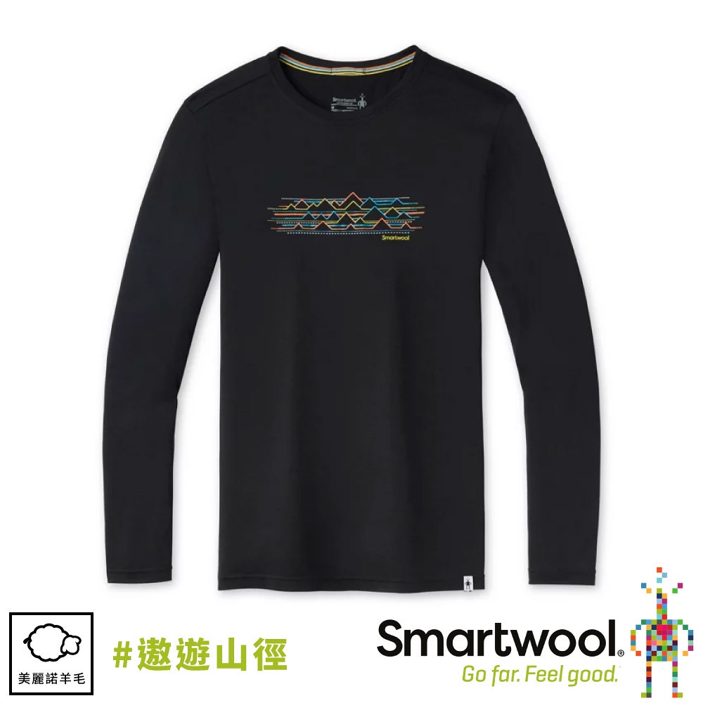 【SmartWool 美國 男 Merino Sport 150 塗鴉長袖T恤 《遨遊山徑/黑色》】SW011535