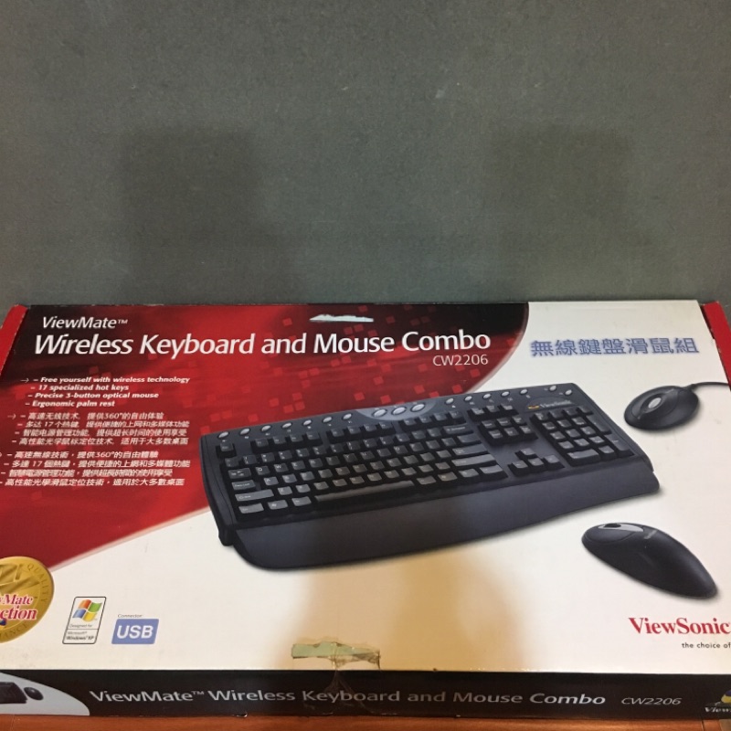 全新未使用 ViewSonic 三隻鳥 無線鍵盤滑鼠組 CW2206 內含無線鍵盤 無線滑鼠