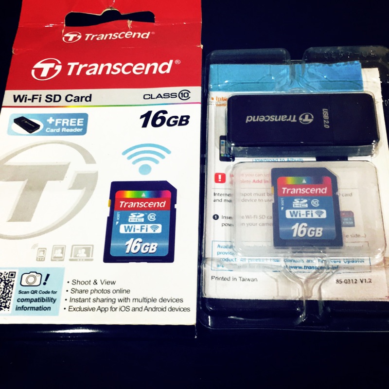 Transcend wifi SD記憶卡 16G(含讀卡機）