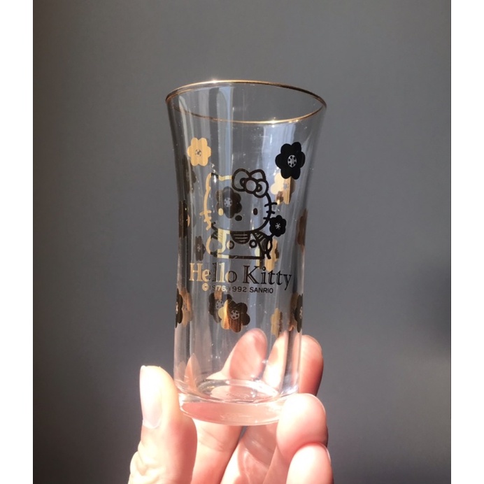 三麗鷗hello kitty鑲金邊玻璃杯 凱蒂貓燙金杯 小樽玻璃工藝 咖啡杯 清酒杯