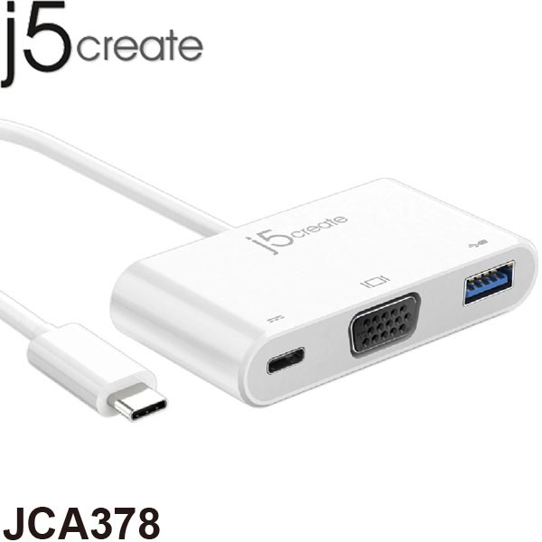 【3CTOWN】含稅附發票 j5 create JCA378 USB Type-C to VGA 三合一螢幕轉接器