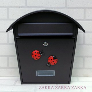 [HOME] 黑色圓頂 瓢蟲情侶造型鍛鐵信箱 意見箱 大容量 超取限1件信箱