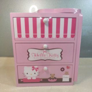 hello KITTY 甜點店 書架 收納盒 收納架 正版 木製 收納盒 書架 桌上收納 置物盒