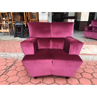 香榭二手家具*紫紅色 高級絨布一人座沙發-布沙發-單人座沙發-接待椅-房間椅-中古沙發-套房沙發-休閒椅-2手貨-洽談椅