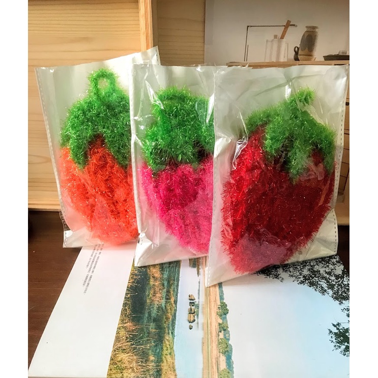 韓國草莓菜瓜布  (3個一組不拆賣)加厚不沾油 草莓菜瓜布 草莓洗碗刷  洗碗刷 洗碗布 清潔刷 刷子