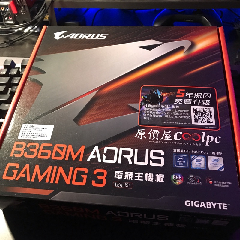 技嘉Gigabyte B360M Aorus GAMING 3 + i3-8100組合