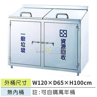 LETSGO 不銹鋼垃圾桶 資源回收桶 頂級304不銹鋼二分類清潔箱(無內桶) YP308-D2
