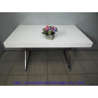 【新竹二手傢俱】新竹百豐悅中古家具-二手餐桌椅白色仿石面鐵腳130公分餐桌 接待桌 會議桌 臺中二手傢俱 大裡二手傢俱