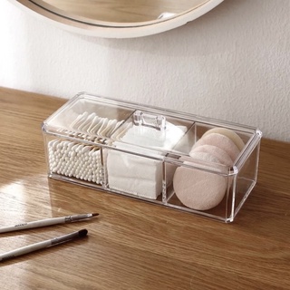 透明壓克力長方形收納盒 桌面含蓋塑料 盒化妝棉化妝品收納
