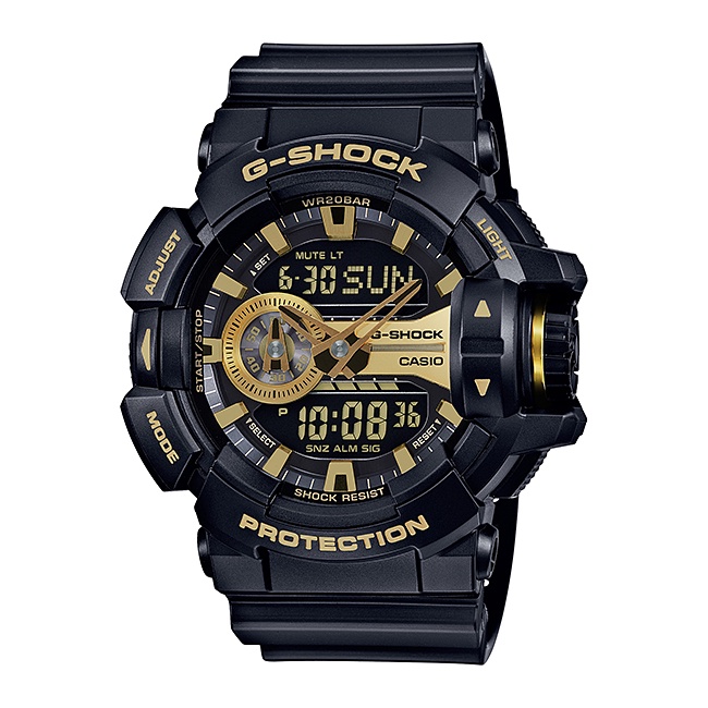 【CASIO】G-SHOCK 黑金搖滾雙顯運動錶 GA-400GB-1A9 台灣卡西歐公司貨 保固一年