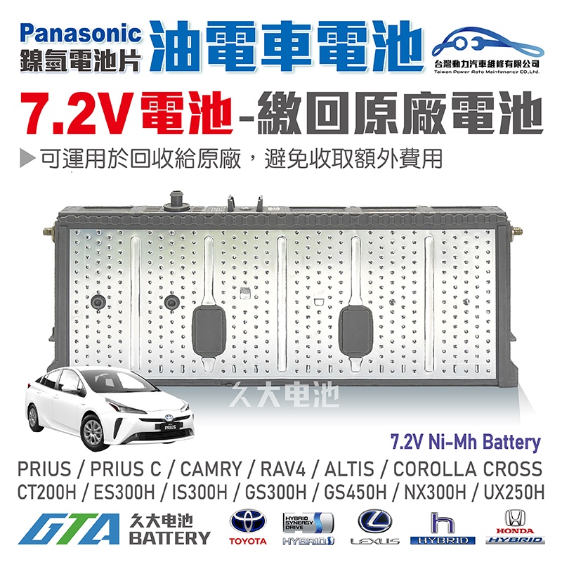 ✚久大電池❚ 豐田 凌志 原廠 油電車大電池片 7.2V鎳氫HV電池 因安裝外廠電池 回原廠更換被要求 繳回原廠電池使用