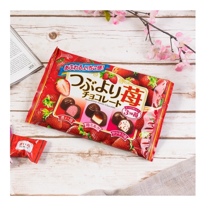 現貨✨ 日本 名糖 meito 綜合草莓巧克力 {美味小舖} 冬之戀 草莓 巧克力 三種口味 綜合 生巧克力 冬季限定