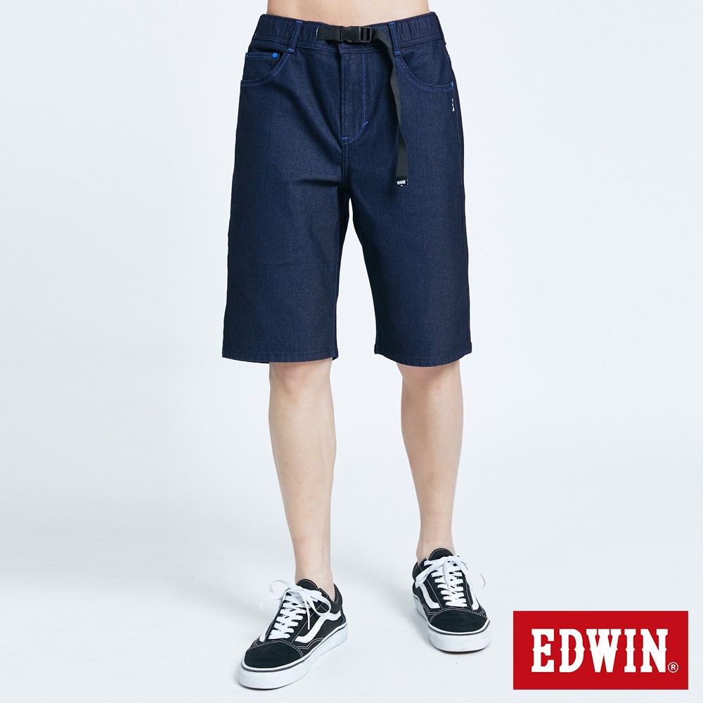 EDWIN 迦績 E-FUNCTION釦環牛仔短褲(原藍色)-男款