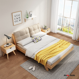 『MOKA®摩卡』床架 床板 單人床 雙人床 實木床現代簡約風格1.8米1.5米雙人大床 主臥經濟型ins網紅北歐床