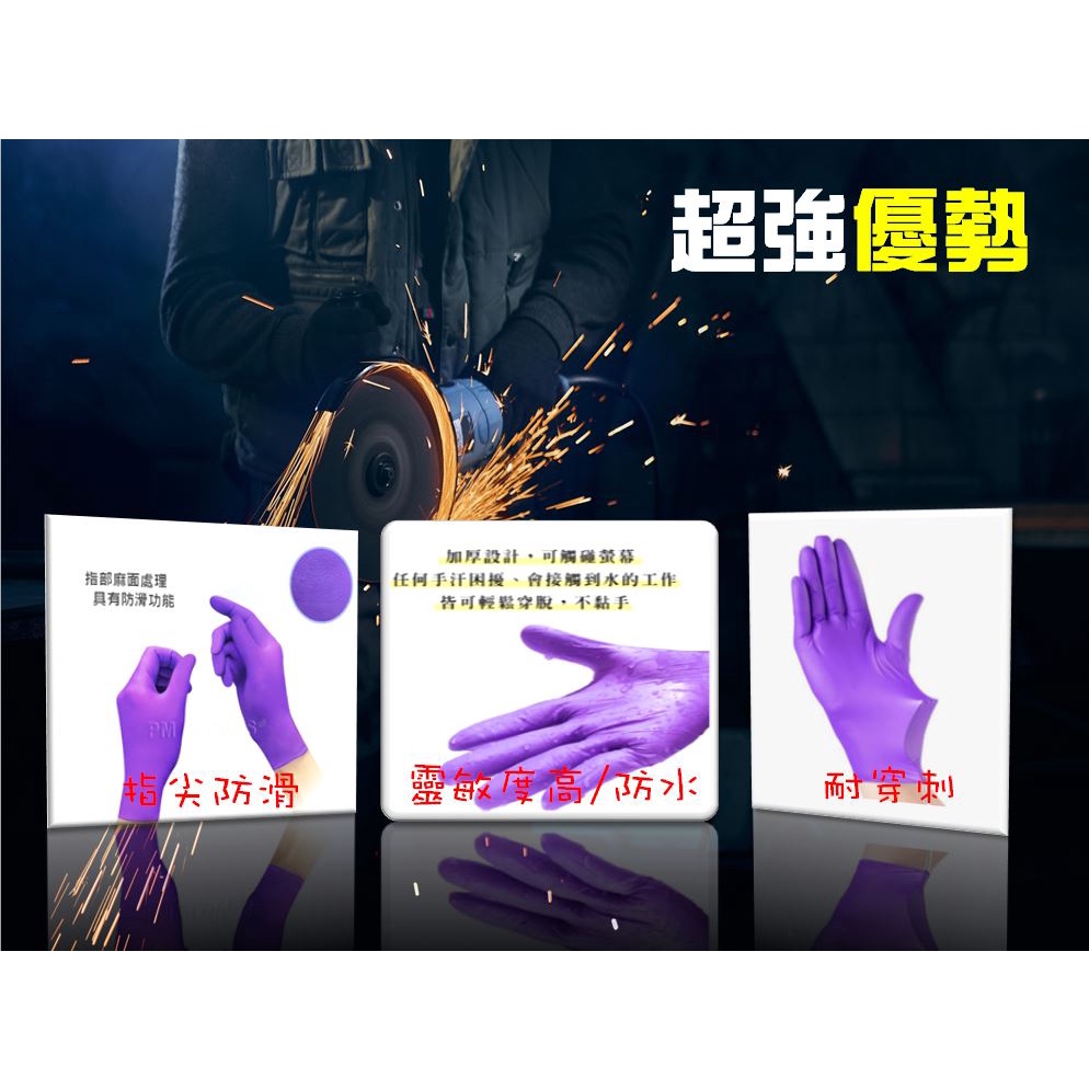 (現貨/快速出貨) NBR手套紫色6克  紫色無粉手套 加厚手套 食品級手套 手套 人造合成乳膠手套