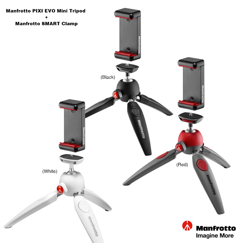 @兔大叔@含稅 正成公司貨 Manfrotto 曼富圖 PIXI EVO 桌上型三腳架 + Smart Clamp手機夾