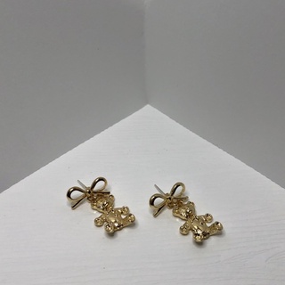 Aurora 925銀針 韓式 蝴蝶結🎀小熊耳環