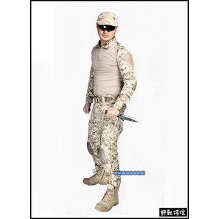 【野戰搖滾-生存遊戲】美軍Gen2迷彩戰術服、青蛙裝~含護膝護肘【數位沙漠迷彩】(上衣+褲子)數位迷彩服AOR1