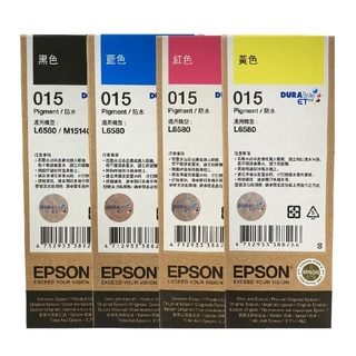 【伍告讚】原廠 EPSON 015 連續供墨防水墨水 T07M150/250/350/450 黑藍黃紅墨水 L6580