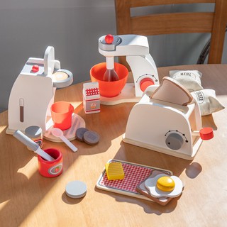 喜事多 兒童木製廚房用具 麵包機 咖啡機 煎餅機 攪拌機 小火鍋 冰淇淋機 男女孩過家家玩具 木製玩具 下午茶早教仿真玩