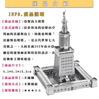 MARS益智玩具◎亞歷山大燈塔 ◎3D立體金屬拼圖◎創意diy金屬模型◎